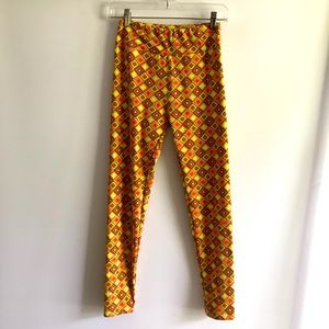 Orange and yellow stretch leggings